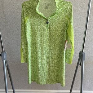 Stella Parker Golf Collection Lime Green Leaf Print Dress size small NWT